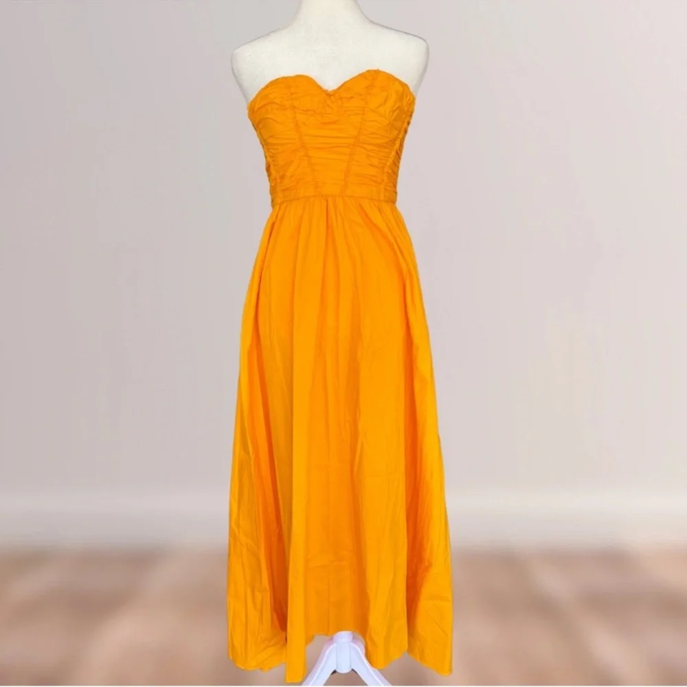NWOT MANGO Flared Corset Dress in Neon Orange Size 4 - Picture 6 of 13